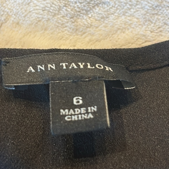 Ann Taylor Black Cap Sleeve Blouse with Pleated Embellishments - Picture 6 of 7